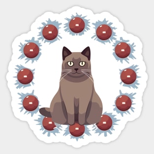 Burmese Cat Xmas Ornament, Love Cats Sticker